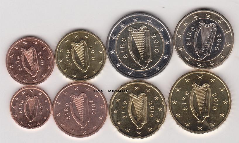 (afbeelding voor) UNC set Ierland 2010 van 1 cent tot en met 2 euro