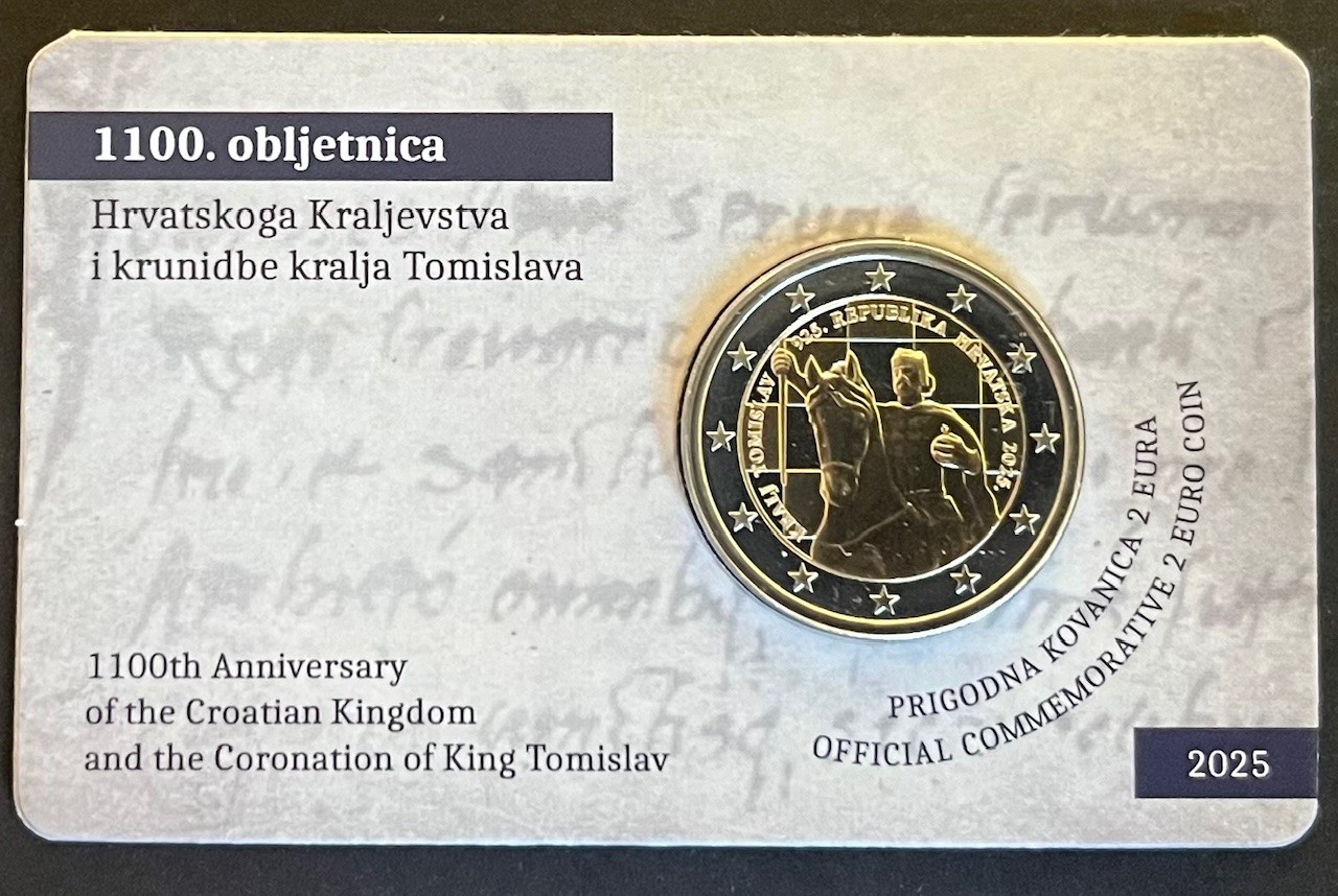 (afbeelding voor) 2 Euromunt Kroatie 2025 1100 jaar Koninkrijk in coincard