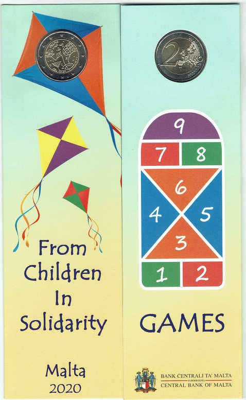 (afbeelding voor) 2 Euromunt Malta 2020- Spelen in coincard UNC