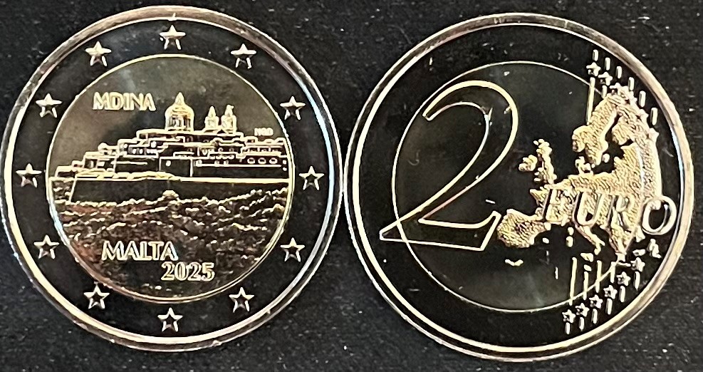 (afbeelding voor) 2 Euromunt Malta 2025 Mdina ( ommuurde stad ) UNC