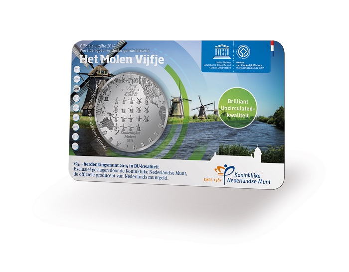 (afbeelding voor) 5 Euromunt NL Het Molen vijfje BU kwaliteit in CC