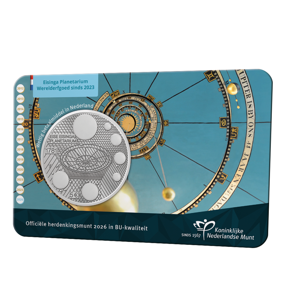 (afbeelding voor) Nederland Eise Eisinga Planetarium Vijfje 2026 BU-kwaliteit in coincard