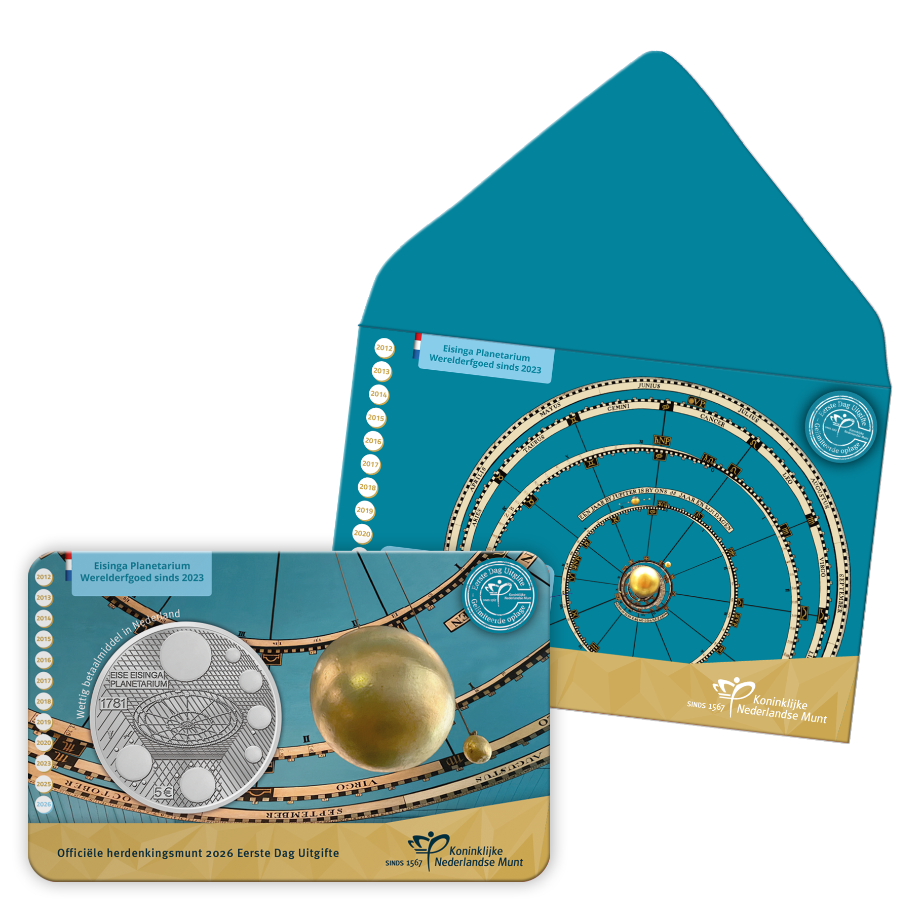 (afbeelding voor) Nederland Eise Eisinga Planetarium Vijfje 2026 1e dag Uitgifte