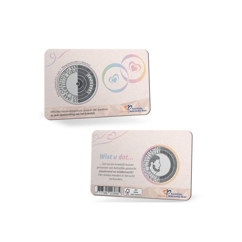 (image for) Nederland Hollandse openstelling Huwelijk Vijfje 2025 - UNC in coincard