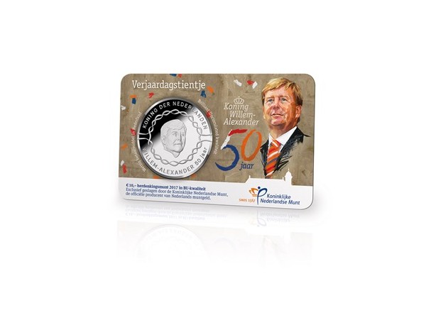 (afbeelding voor) Nederland 10 euromunt 2017 verjaardagstientje in BU coincard