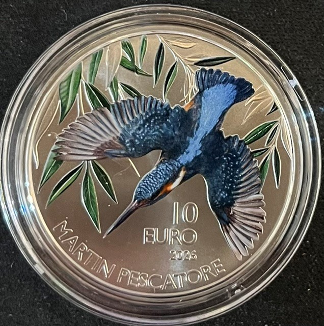 (Bild für) San Marino 10 euromunt 2026 Vogel in capsule in kleur