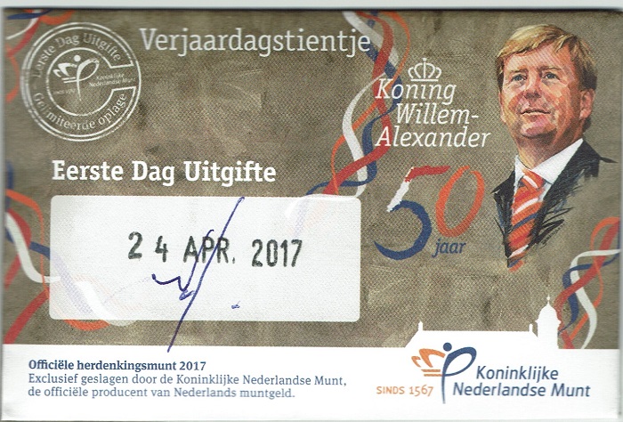 (afbeelding voor) Nederland 10 euro 2017 UNC in coincard 1e dag uitgifte