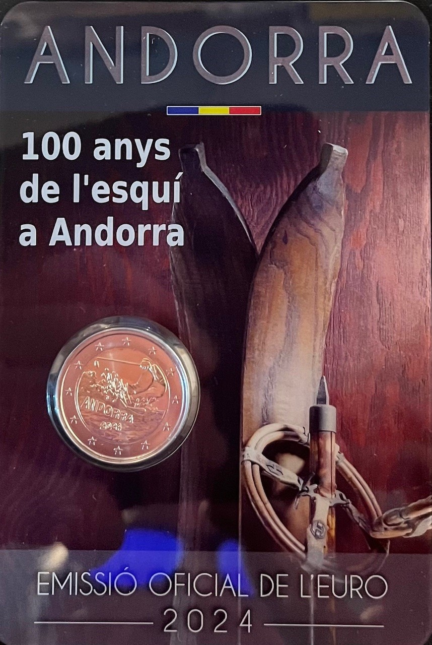 (afbeelding voor) 2 Euromunt Andorra 2024 Ski in blister