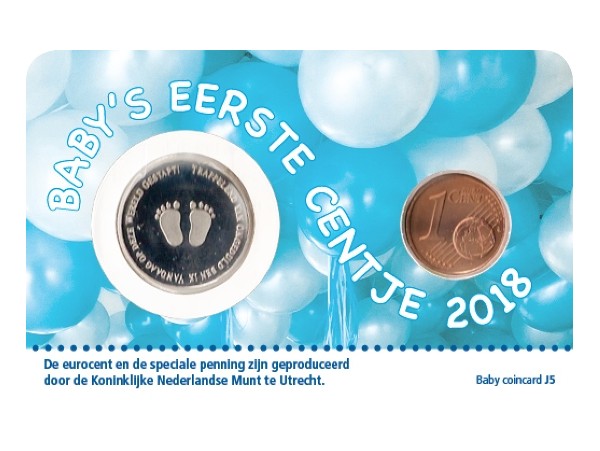 (afbeelding voor) Baby coincard 1 cent 2018 Jongen