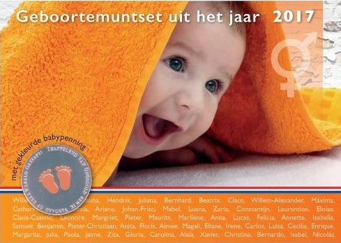 (afbeelding voor) Babyset Nederland 2017 Oranje met gekleurde penning