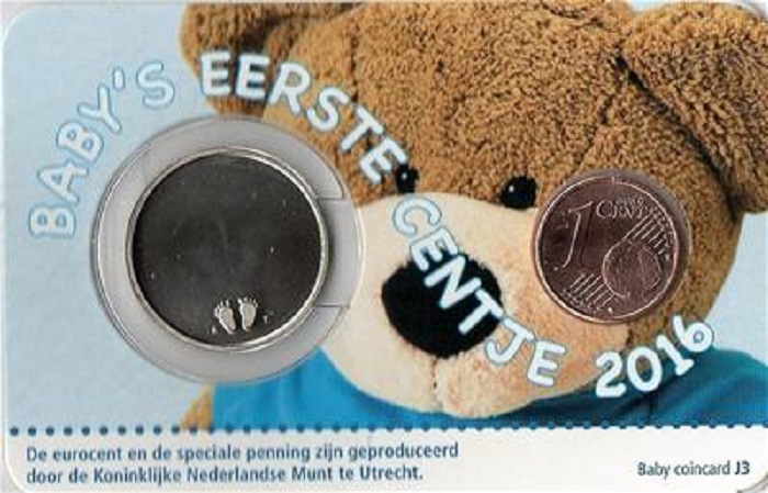 (afbeelding voor) Baby coincard 1 cent 2016 Jongen
