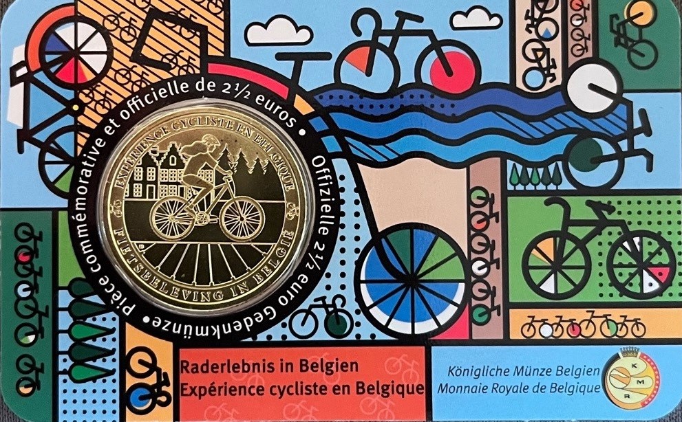 (afbeelding voor) 2,5 Euro Belgie 2023 coincard- Fietsbeleving Frans Talig