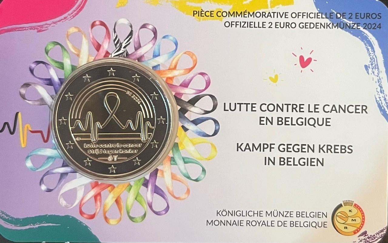 2 Euromunt België 2024 EU Strijd tegen Kanker in coincard Frans
