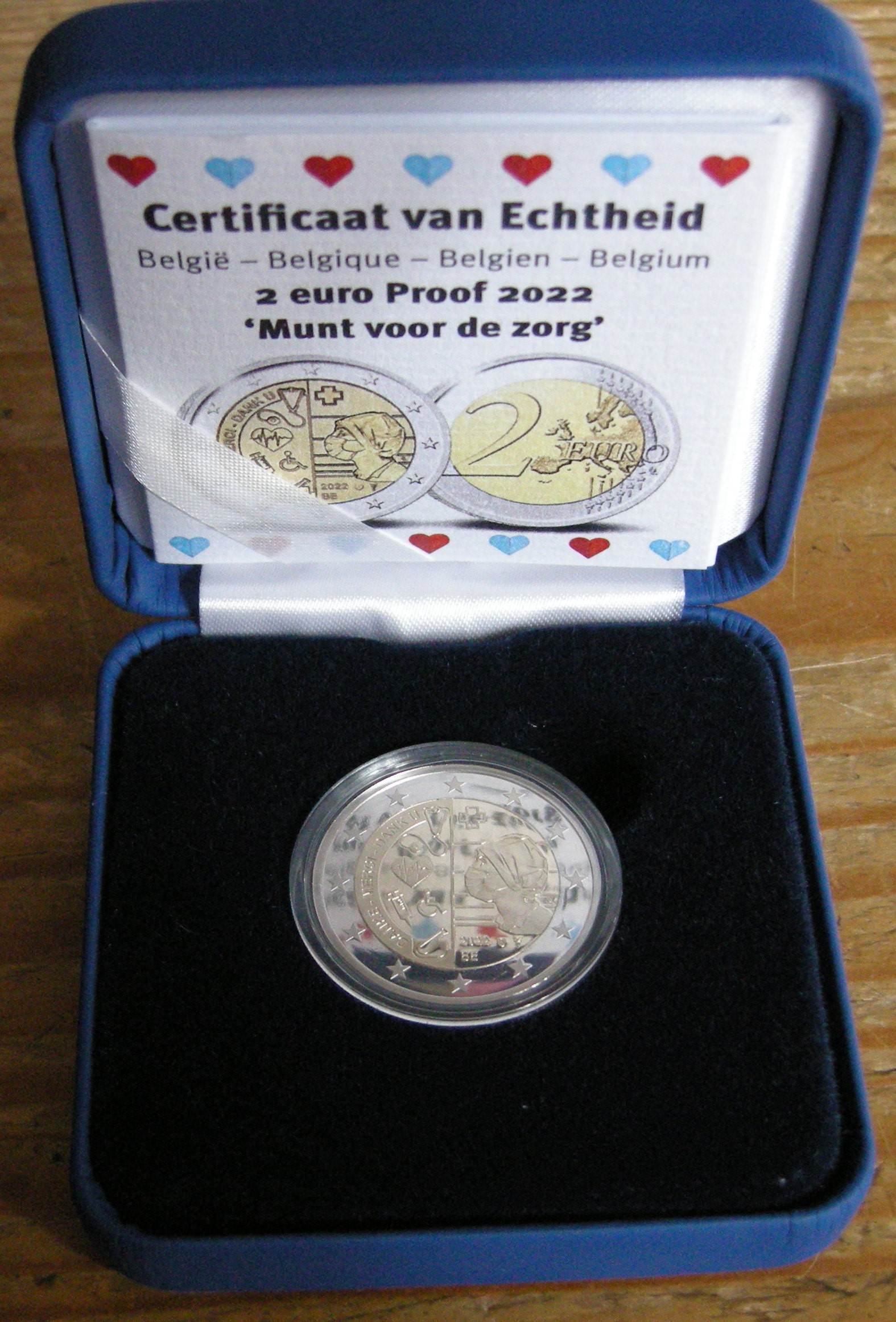 (afbeelding voor) 2 Euromunt Belgie 2022 - Zorg - Pandemie Proof in cassette
