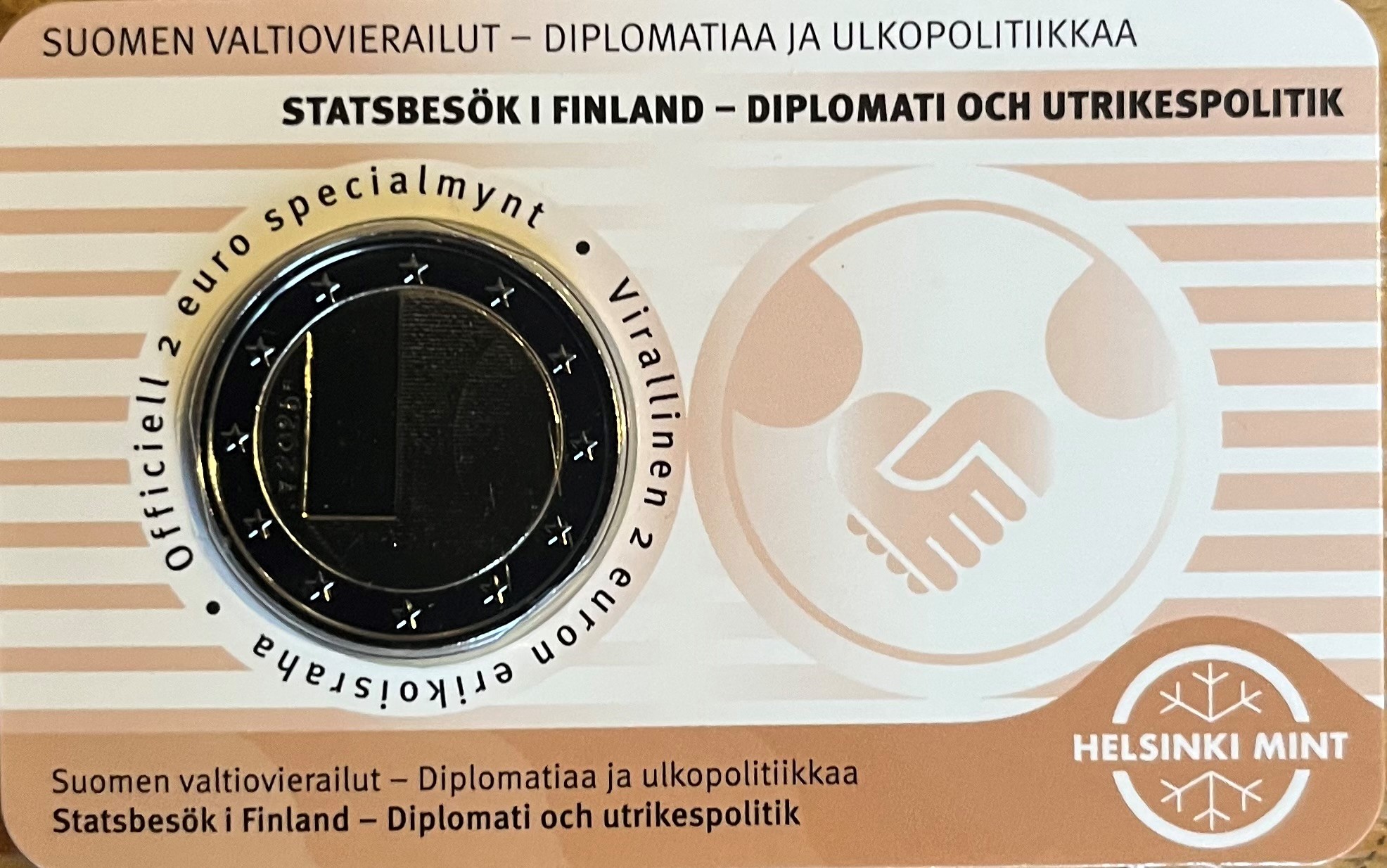(afbeelding voor) 2 Euro Finland 2025 Diplomatie en Buitenland beleid - Coincard - Fins/Zweeds