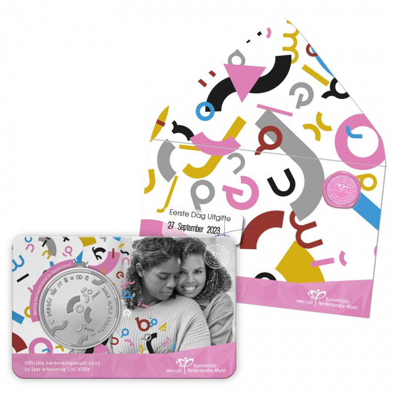 (afbeelding voor) 50 jaar erkenning COC Vijfje 2023 de 1e daguitgifte in coincard
