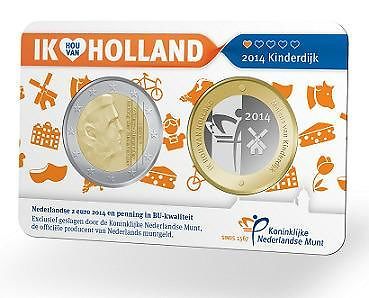 (afbeelding voor) 2 Euromunt Nederland 2014 Holland Coin Fair coincard