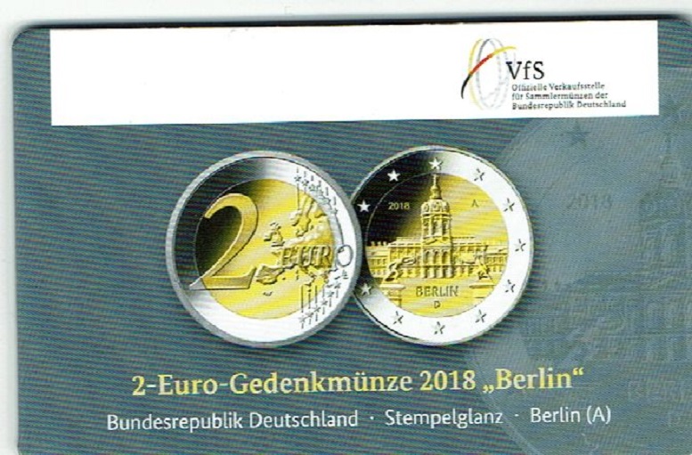 (afbeelding voor) 2 Euromunt Duitsland 2018 coincard A Charlottenburg ( VHS )