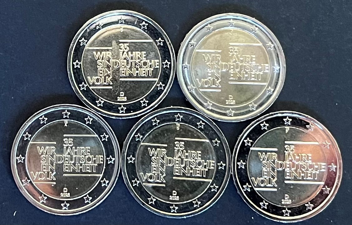 (afbeelding voor) 2 Euromunt Duitsland 2 euro 2025 Eenheid Letter onze keuze UNC