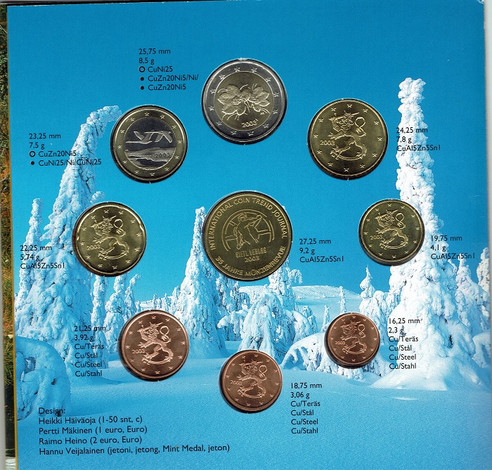 (afbeelding voor) BU set Finland 2003 met 2e variant penning