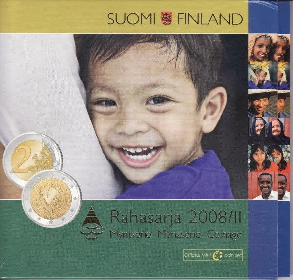 (afbeelding voor) BU set Finland 2008 type 2 met 2 x 2 euromunt