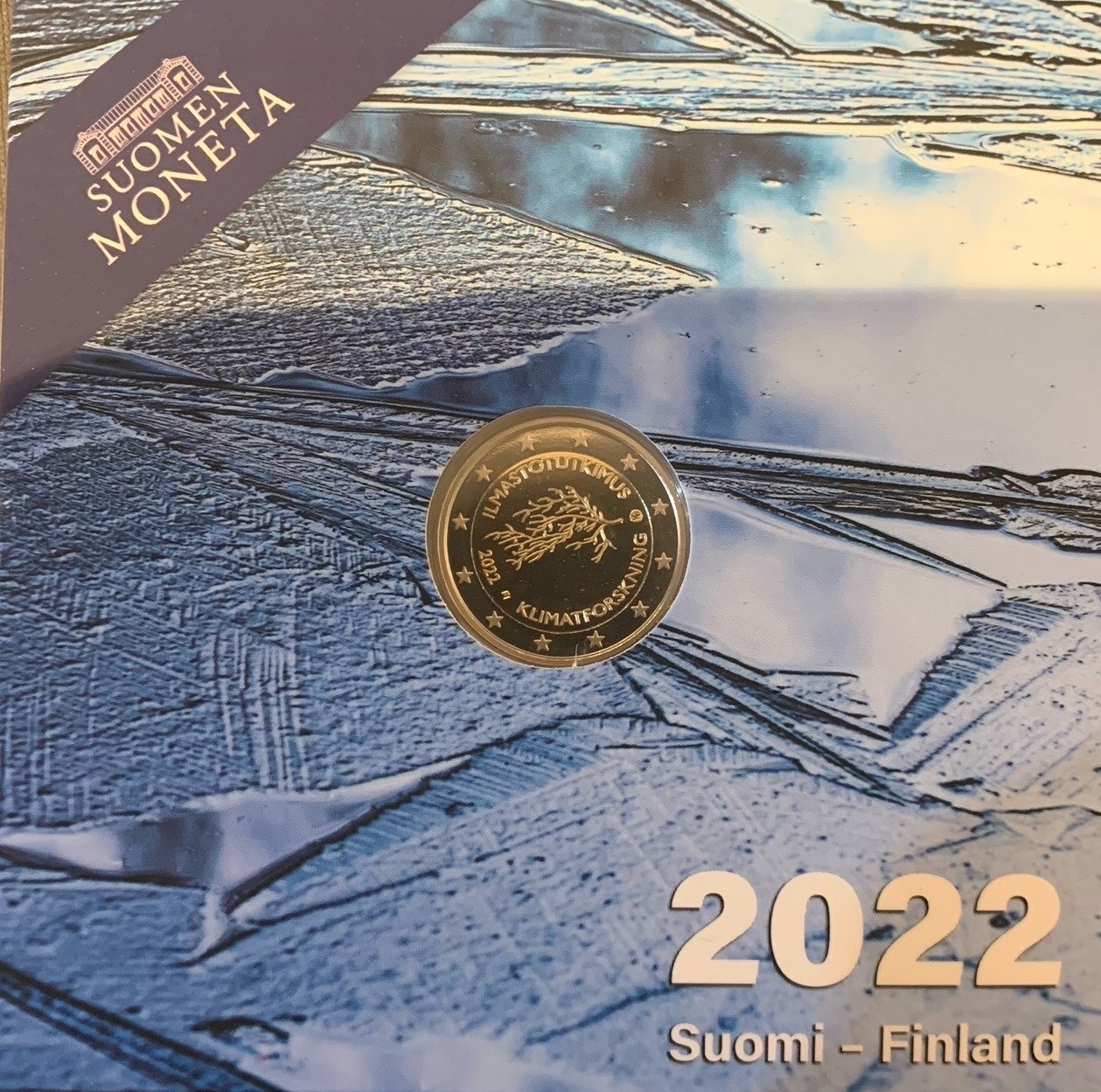 (afbeelding voor) 2 Euromunt Finland 2022 Klimaat onderzoek PROOF