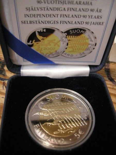 5 Euro Finland Proof 2007 in cassette (afbeelding voor) 5 Euro Finland Proof 2007 in cassette