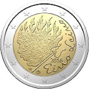(afbeelding voor) 2 Euromunt Finland 2016 Eino Leino UNC