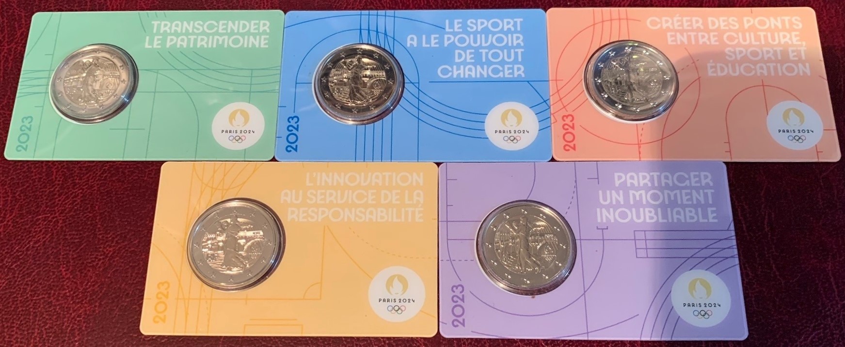 (afbeelding voor) 2 Euromunt Frankrijk 2023 Olympics serie van 5 kleuren