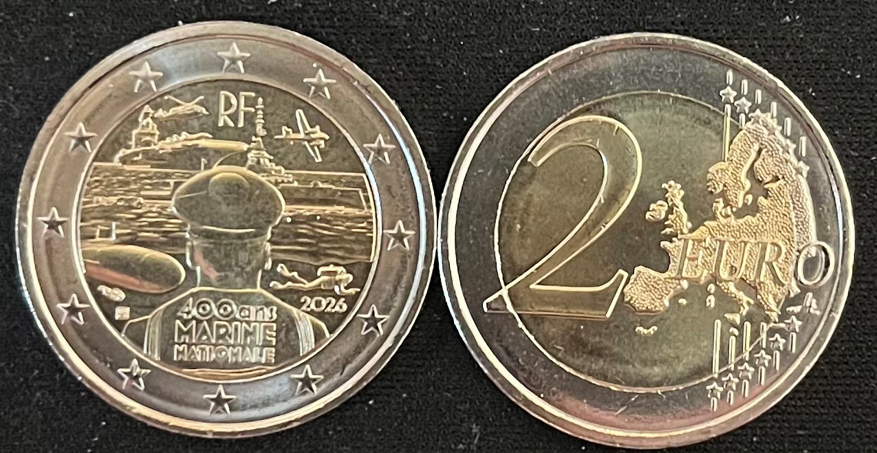 (afbeelding voor) 2 Euromunt Frankrijk 2026 Marine UNC