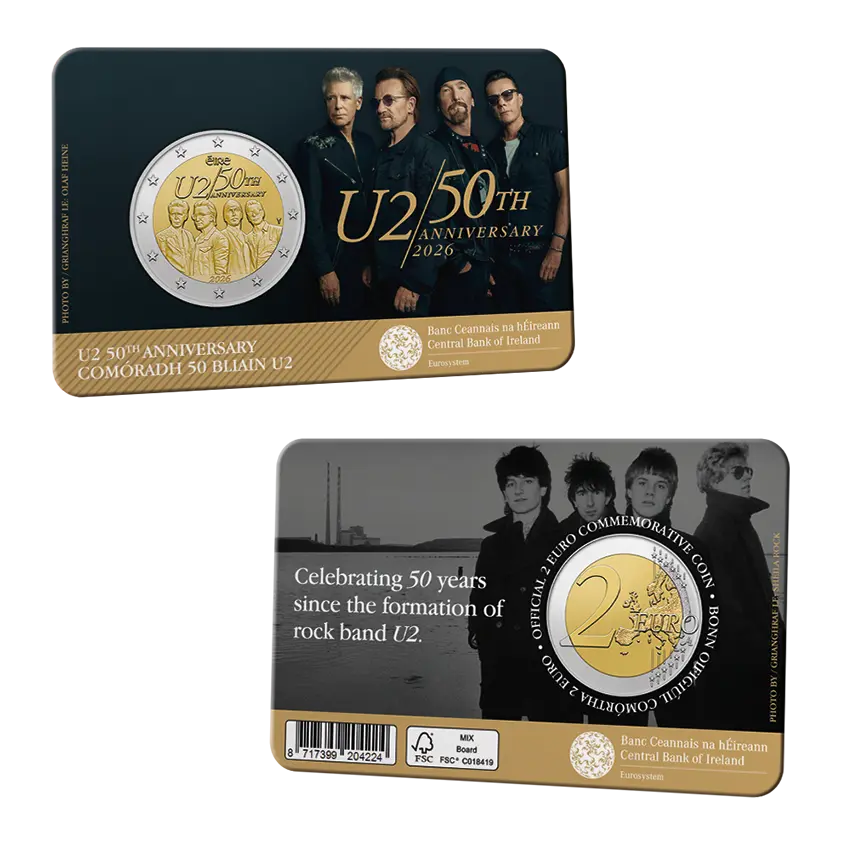 (Bild für) 2 Euromunt Ierland 2026 - U2 - in coincard