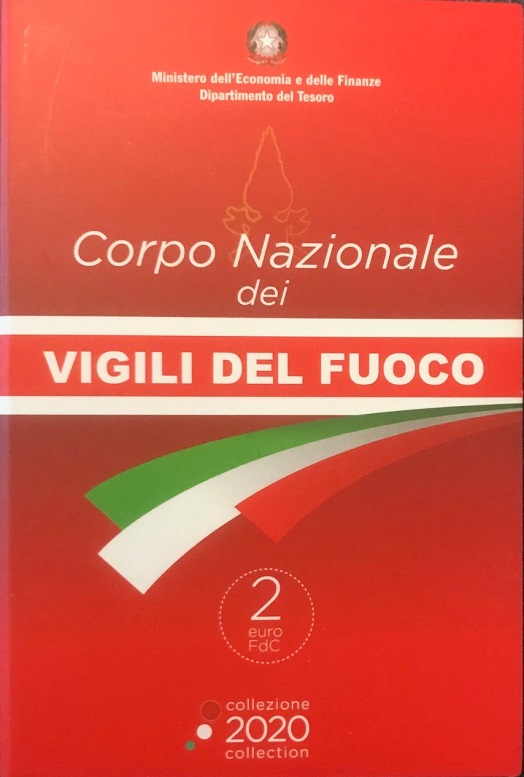 (afbeelding voor) 2 Euromunt Italie 2020 Brandweer coincard