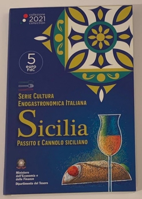 (afbeelding voor) 5 Euro 2021 Sicilia in kleur in Blister