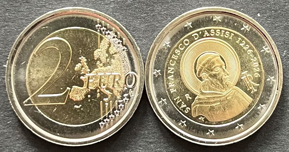 (afbeelding voor) 2 Euromunt Italië 2026 Franciscus UNC