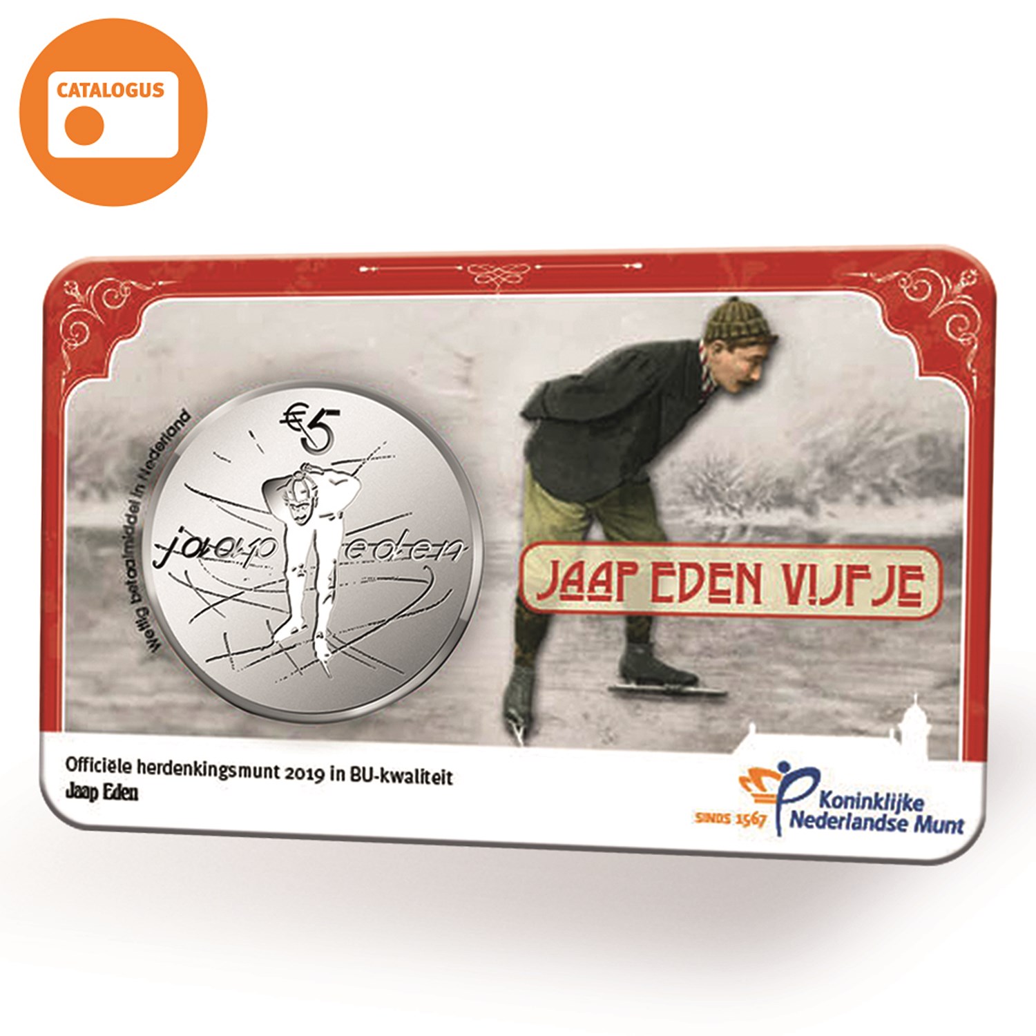 (afbeelding voor) Nederland 2019 Jaap Eden Vijfje 2019 BU-kwaliteit in coincard