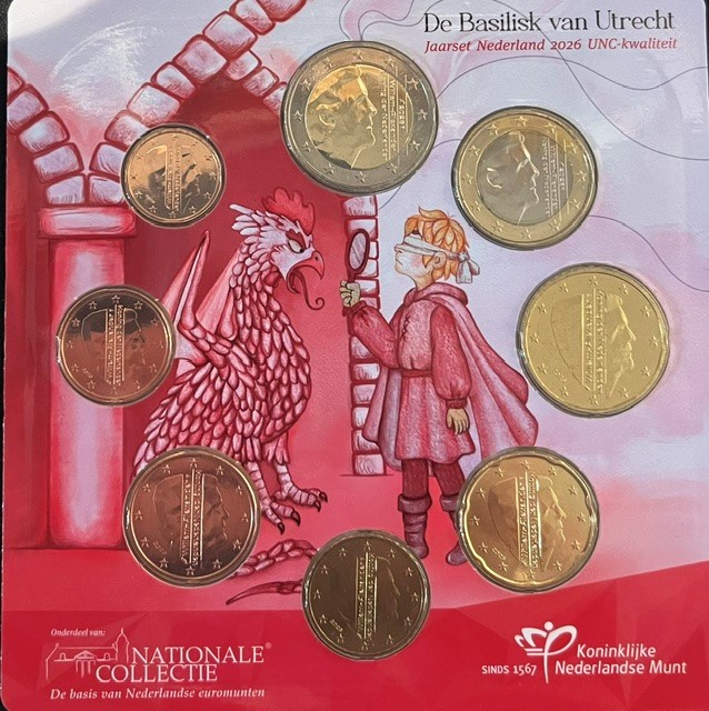 (afbeelding voor) Nederland Jaarset 2026 UNC in blister "De Basilisk van Utrecht"