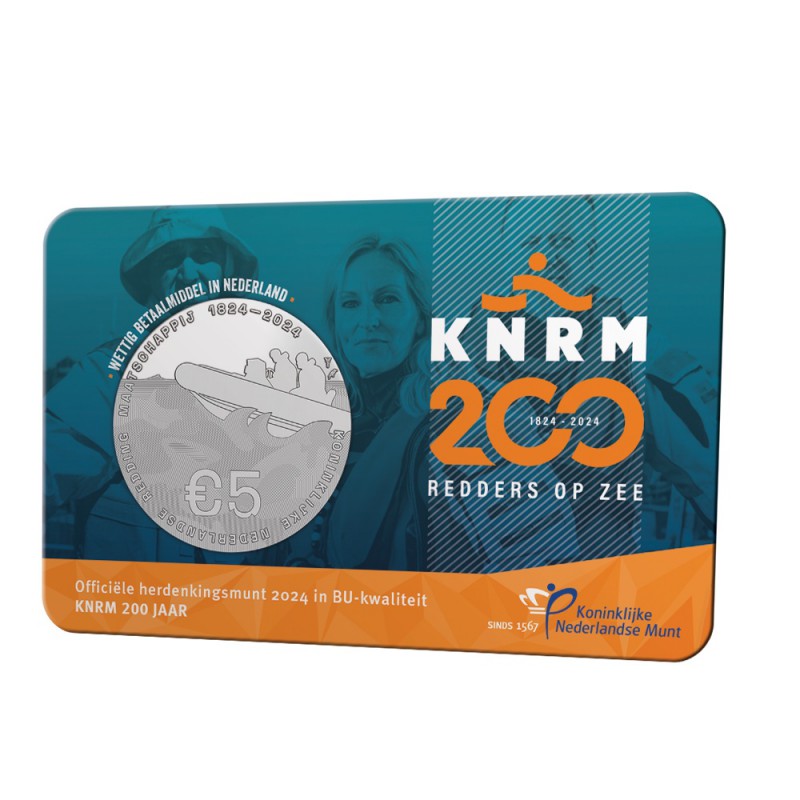 (afbeelding voor) Nederland KNRM 200 jaar Vijfje 2024 BU in coincard