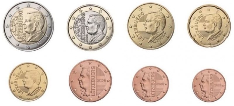 (afbeelding voor) UNC set Luxemburg 2026 van 1 cent tot en met 2 euro UNC