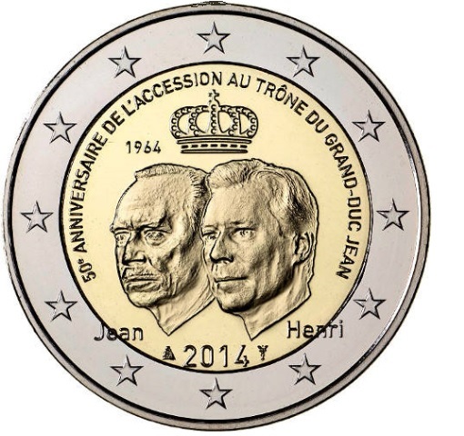 (afbeelding voor) 2 Euromunt Luxemburg 2014 - 50 jaar Jean