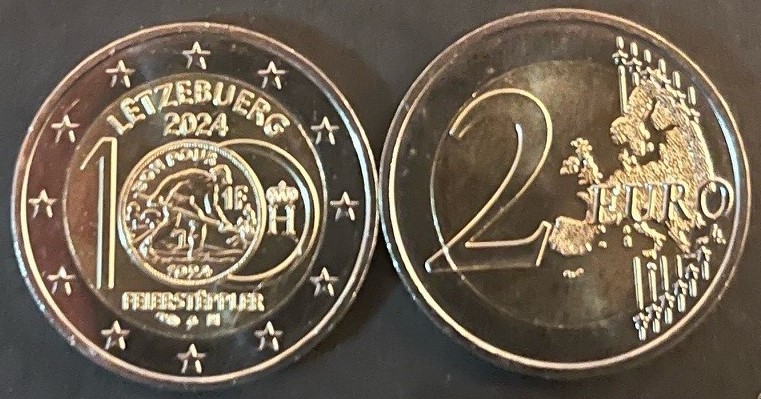 2 Euromunt Luxemburg 2024 - 100e verjaardag 1 Franc - UNC