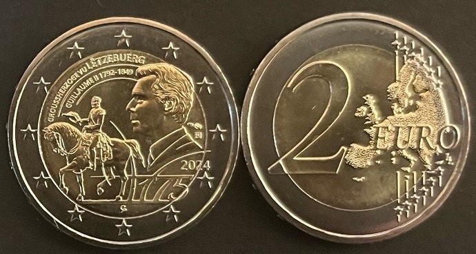 2 Euromunt Luxemburg 2024 - Groothertog Willem II - UNC