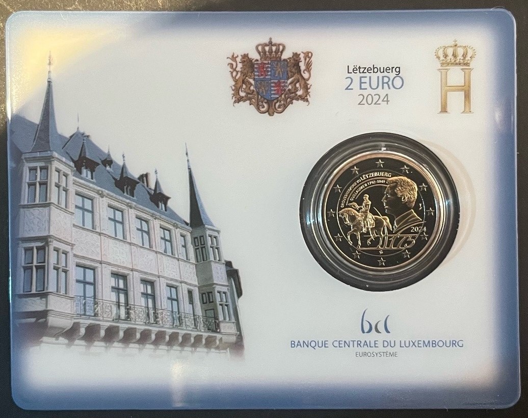 2 Euromunt Luxemburg 2024 - Groothertog Willem II - Coincard