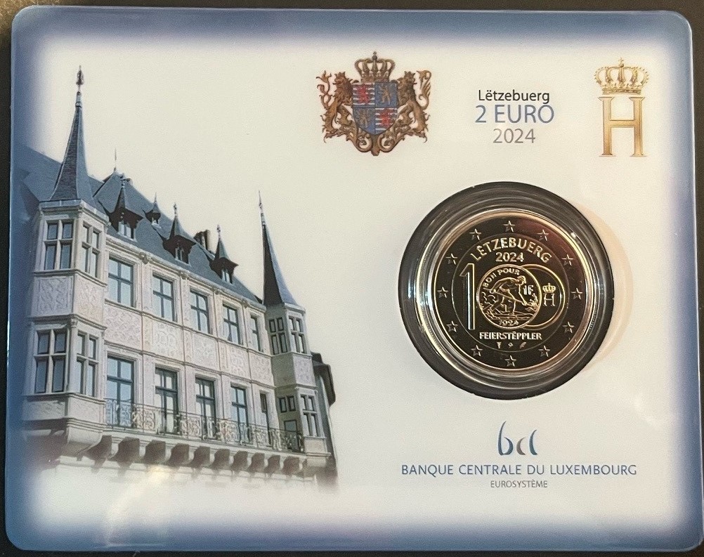 2 Euromunt Luxemburg 2024 - 100e verjaardag 1 Franc - Coincard