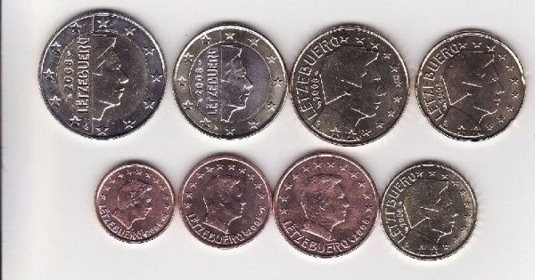 (afbeelding voor) UNC set Luxemburg 2008 van 1 cent tot en met 2 euro