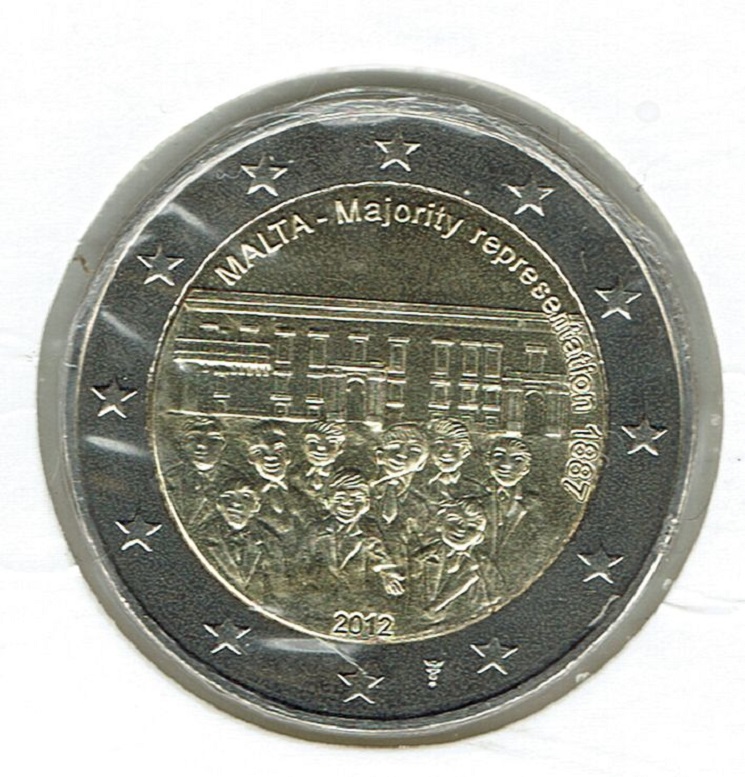 (afbeelding voor) 2 Euromunt Malta 2012 Majority met NL muntteken UNC