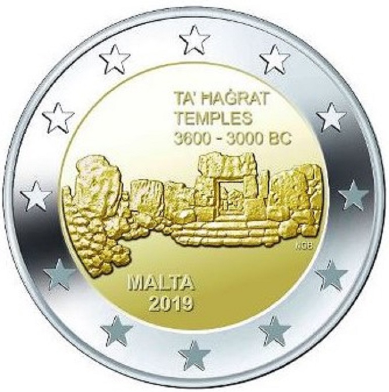(afbeelding voor) 2 Euromunt Malta 2019- Ta Hagrat Tempels UNC