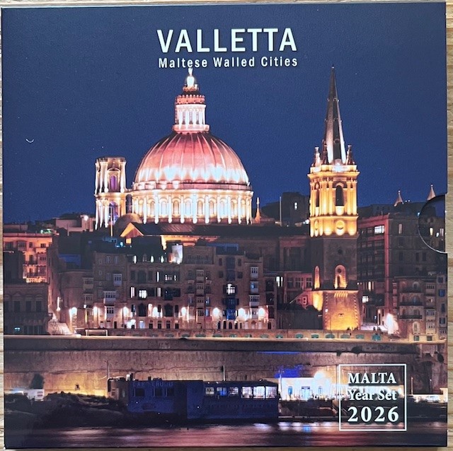 (afbeelding voor) BU set Malta 2026 Valetta ( ommuurde stad ) met 9 munten