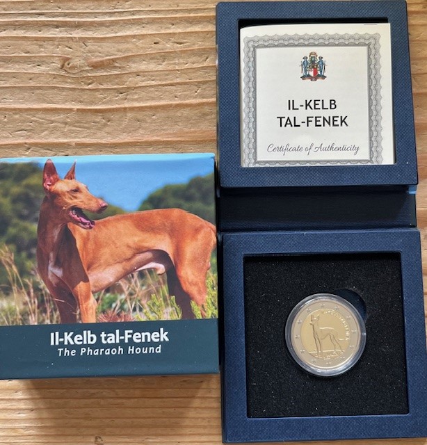 (afbeelding voor) 2 Euromunt Malta 2026 Faraohond Proof in cassette