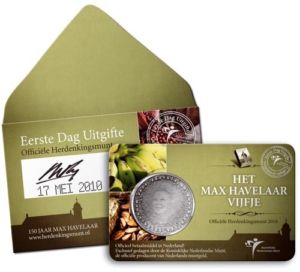 (afbeelding voor) 5 Euro Max Havelaar in Coincard 1e dag uitgifte 2010