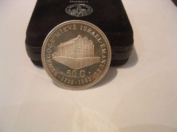 (afbeelding voor) 50 Gulden 1982 Nederlandse Joodse Synagoge prooflike in cassette